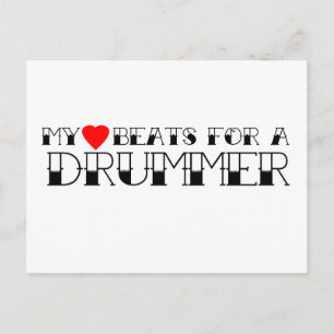 Carte Postale Mon Coeur bat pour un batteur