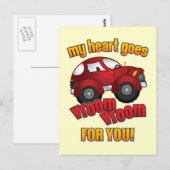 Carte Postale Mon Coeur Va Vroom Vroom Pour Vous ! (Devant / Derrière)