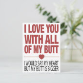 Carte Postale Mon cul drôle Valentines Typographie (Debout devant)