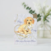 Carte Postale Mon Dachshund À poils durs a mangé mon plan de leç (Debout devant)
