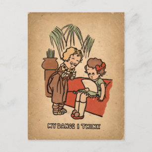 Carte Postale Mon Danse Je Pense Dessin Animé Vintage