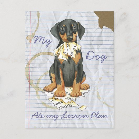 Carte Postale Mon Doberman A Mangé Mon Plan De Leçon (Devant)