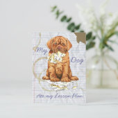Carte Postale Mon Dogue de Bordeaux Mange Mon plan de leçon (Debout devant)