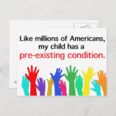 Carte Postale Mon enfant a une condition préexistante. Soins de  (Devant / Derrière)