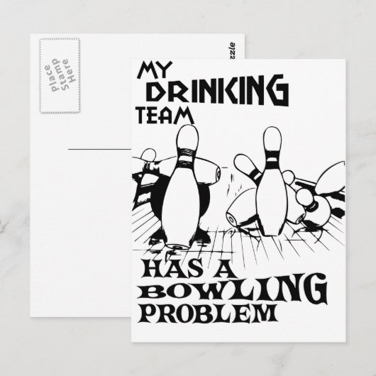 Carte Postale Mon équipe de bowling a un problème de bowling (Devant / Derrière)