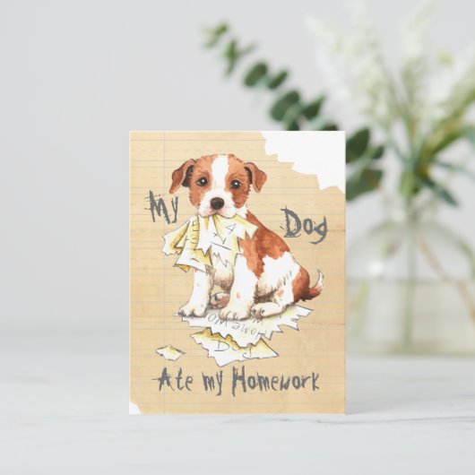 Carte Postale Mon Fils Russell Terrier A Mangé Mes Devoirs (Debout devant)