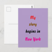 Carte Postale Mon histoire commence à New York (Devant / Derrière)