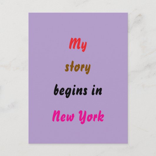 Carte Postale Mon histoire commence à New York (Devant)