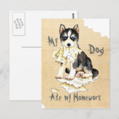 Carte Postale Mon Husky a mangé mes devoirs (Devant / Derrière)