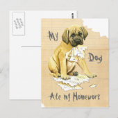 Carte Postale Mon Mastiff A Mangé Mes Devoirs (Devant / Derrière)