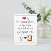 Carte Postale Mon Mini Berger Australien Aime Le Beurre D'Arachi (Debout devant)