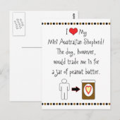 Carte Postale Mon Mini Berger Australien Aime Le Beurre D'Arachi (Devant / Derrière)