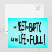 Carte Postale Mon Nid Est Vide, Mais Ma Vie Est Pleine ! (Devant / Derrière)