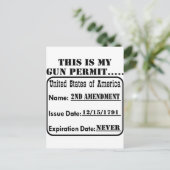 Carte Postale Mon permis de port d'arme n'expire jamais (Debout devant)