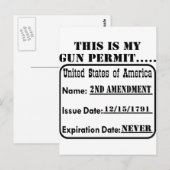 Carte Postale Mon permis de port d'arme n'expire jamais (Devant / Derrière)