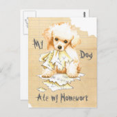 Carte Postale Mon Poodle De Jouet A Mangé Mes Devoirs (Devant / Derrière)