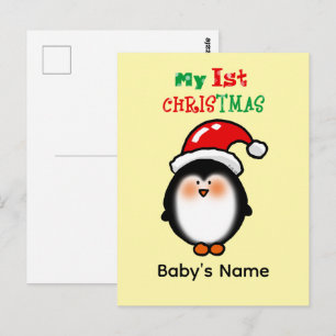 Carte Postale Mon Premier Noël Mignon Manchot