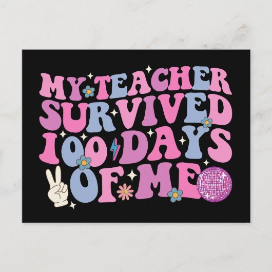 Carte Postale Mon Professeur A Survécu 100 Jours De Moi Disco Su (Devant)