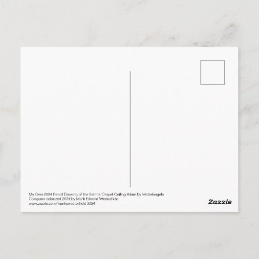Carte Postale Mon propre dessin d'Adam de Michel-Ange (Dos)