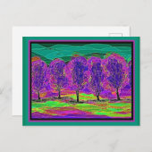 Carte Postale Mon propre ordinateur Art Arbres pourpres (Devant / Derrière)