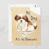 Carte Postale Mon Shih Tzu a mangé mes devoirs (Devant / Derrière)
