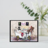 Carte Postale Mon temps, dame dans le bain et les chats (Debout devant)