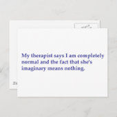 Carte Postale Mon thérapeute dit : (Devant / Derrière)