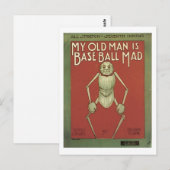 Carte Postale Mon Vieux Homme Est Le Baseball Et La Couverture V (Devant / Derrière)