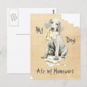 Carte Postale Mon Weimaraner A Mangé Mes Devoirs (Devant / Derrière)