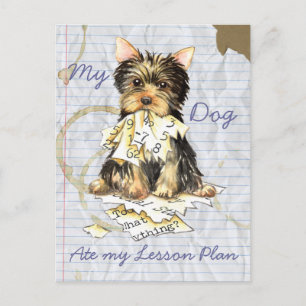 Carte Postale Mon Yorkie a mangé mon plan de leçon