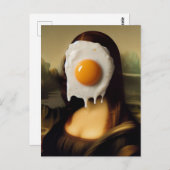 Carte Postale Mona drôle avec de l'œuf sur le visage (Devant / Derrière)