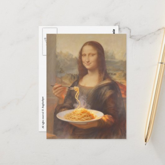 Carte Postale Mona et ses spaghetti (Devant/Arrière en situation)