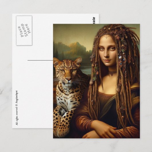 Carte Postale Mona et son léopard (Devant / Derrière)