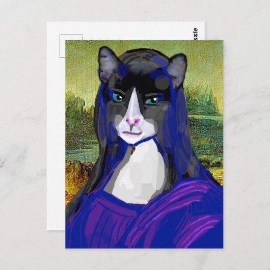 Carte postale Mona Kitty, Parodie de chat (Devant / Derrière)