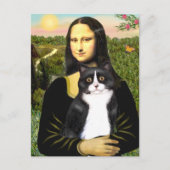Carte Postale Mona Lisa - Am SH chat noir et blanc (Devant)