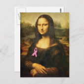 Carte Postale Mona Lisa Au Ruban Rose (Devant / Derrière)