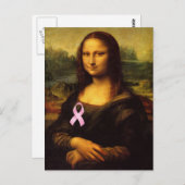 Carte Postale Mona Lisa Au Ruban Rose (Devant / Derrière)