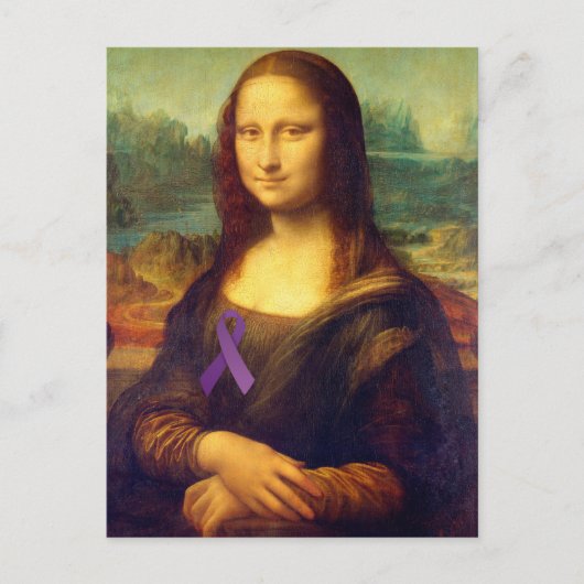 Carte Postale Mona Lisa Au Ruban Violet (Devant)