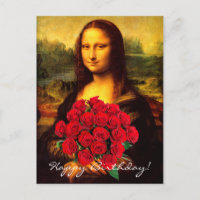 Mona Lisa Avec Bouquet De Roses Rouges