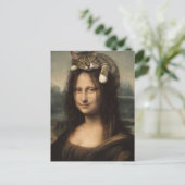 Carte Postale Mona Lisa avec chat endormi (Debout devant)