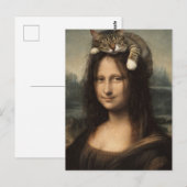 Carte Postale Mona Lisa avec chat endormi (Devant / Derrière)