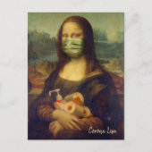 Carte Postale Mona Lisa Avec Masque, Papier Toilette, Sanitaire  (Devant)
