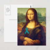 Carte Postale Mona Lisa Avec Ruban Turquoise (Devant / Derrière)