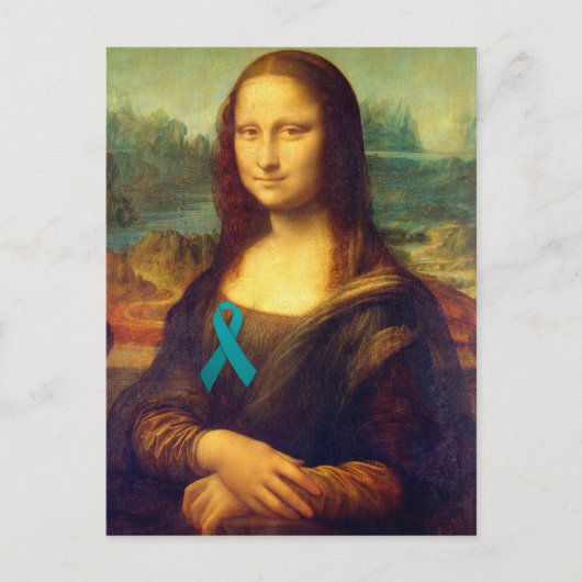 Carte Postale Mona Lisa Avec Ruban Turquoise (Devant)