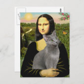 Carte Postale Mona Lisa - chat bleu russe (Devant / Derrière)