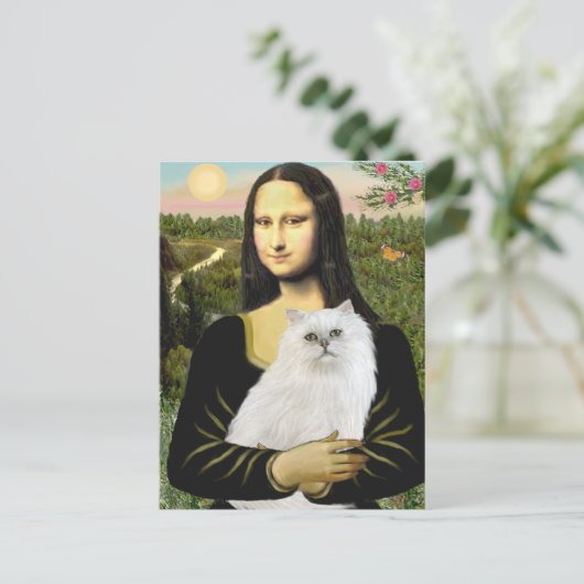 Carte Postale Mona Lisa - Chat persan blanc 13 (Debout devant)