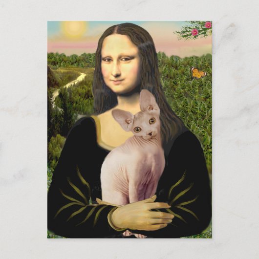 Carte Postale Mona Lisa - Chat Sphynx crème (Devant)