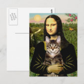 Carte Postale Mona Lisa - Chat tigré tabby marron (Devant / Derrière)