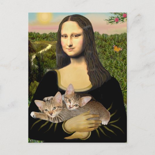 Carte Postale Mona Lisa - Deux chatons tigrés (Devant)