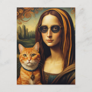 Carte Postale Mona Lisa et son chat Ginger
